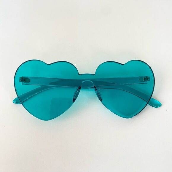Heart Shaped Rimless Sunglasses - Blue - Picture 4 of 6